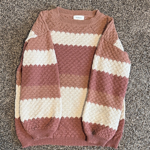 Bohme Textured Striped Sweater - Pink and Cream - Picture 2 of 7